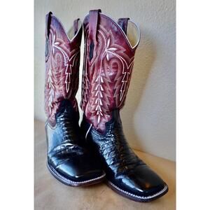Ferrini Western Boots Square Toe Mens 9 1/2 D Embrossed Leather
